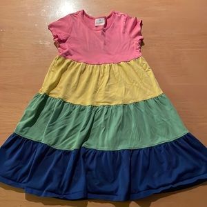Hanna Andersson girls 6-7 (120)rainbow blocked swing dress